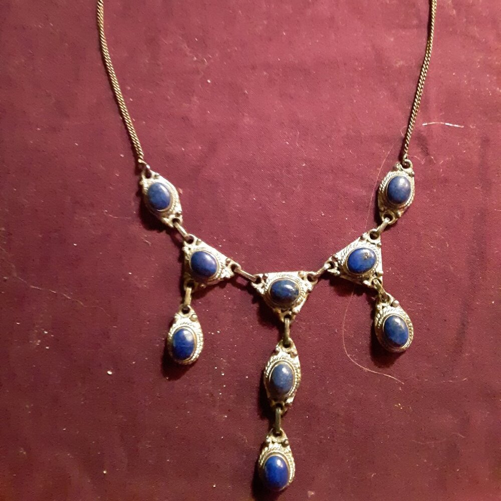 Lapis Lazuli and sterling silver necklace from Afghanistan